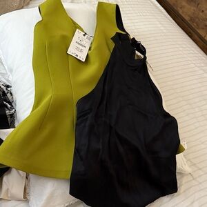 Stylish Green and Black Sleeveless Tops